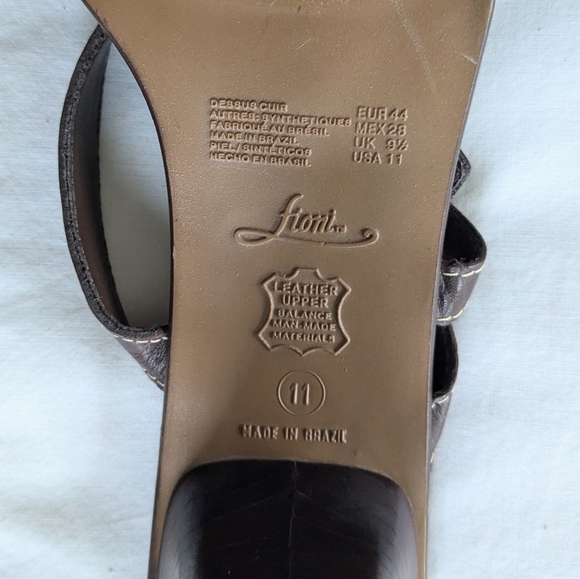 Y2K Brown Leather Strappy Sandals Mules Kitten Heels 11 - Picture 5 of 5